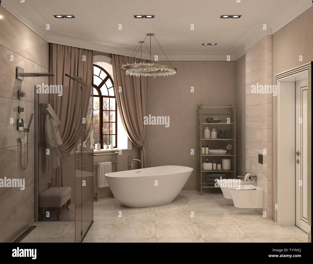 bathroom, interior visualization, 3D illustration Stock Photo - Alamy