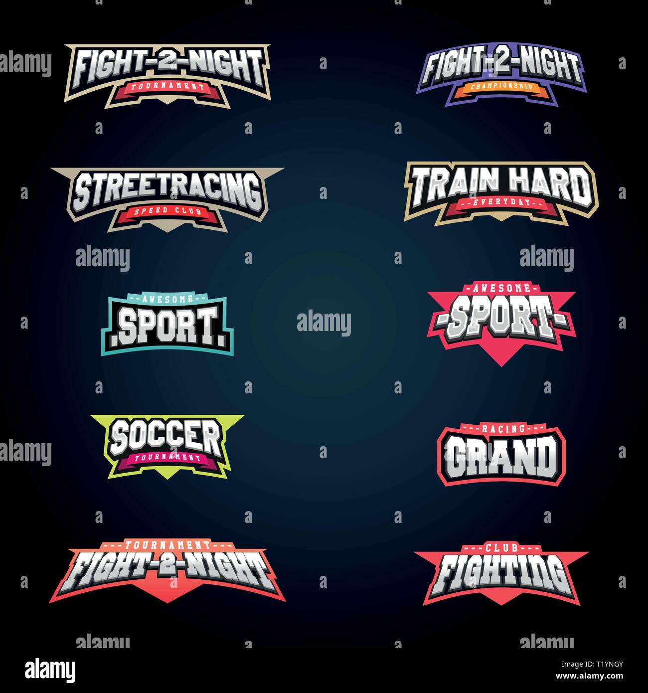 Sport emblem typography set. Super logo for your t-shirt. Mega logotype ...