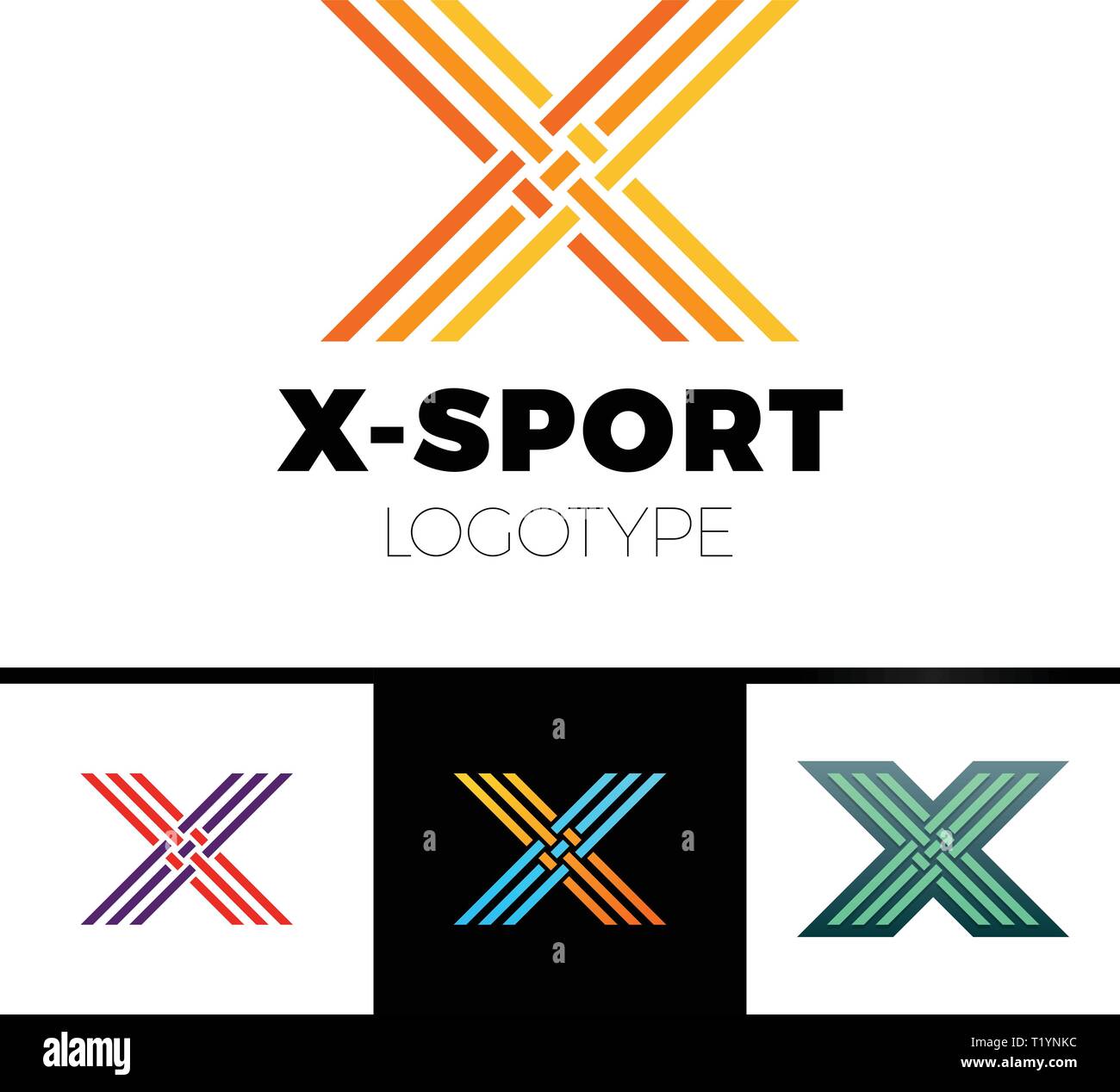 Linear Letter X Logo Monogram Simple Sport Logotype Symbol Three Orange And Yellow Color Lines Black Outline And Gradient Style Stock Vector Image Art Alamy