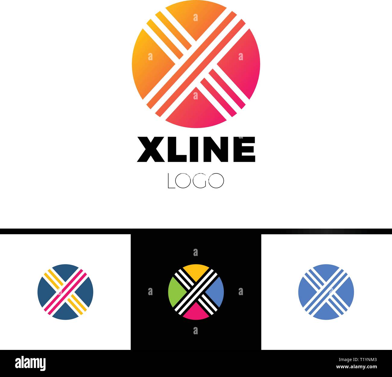 Circle Letter O X Abstract Minimalistic Logo Design Stock