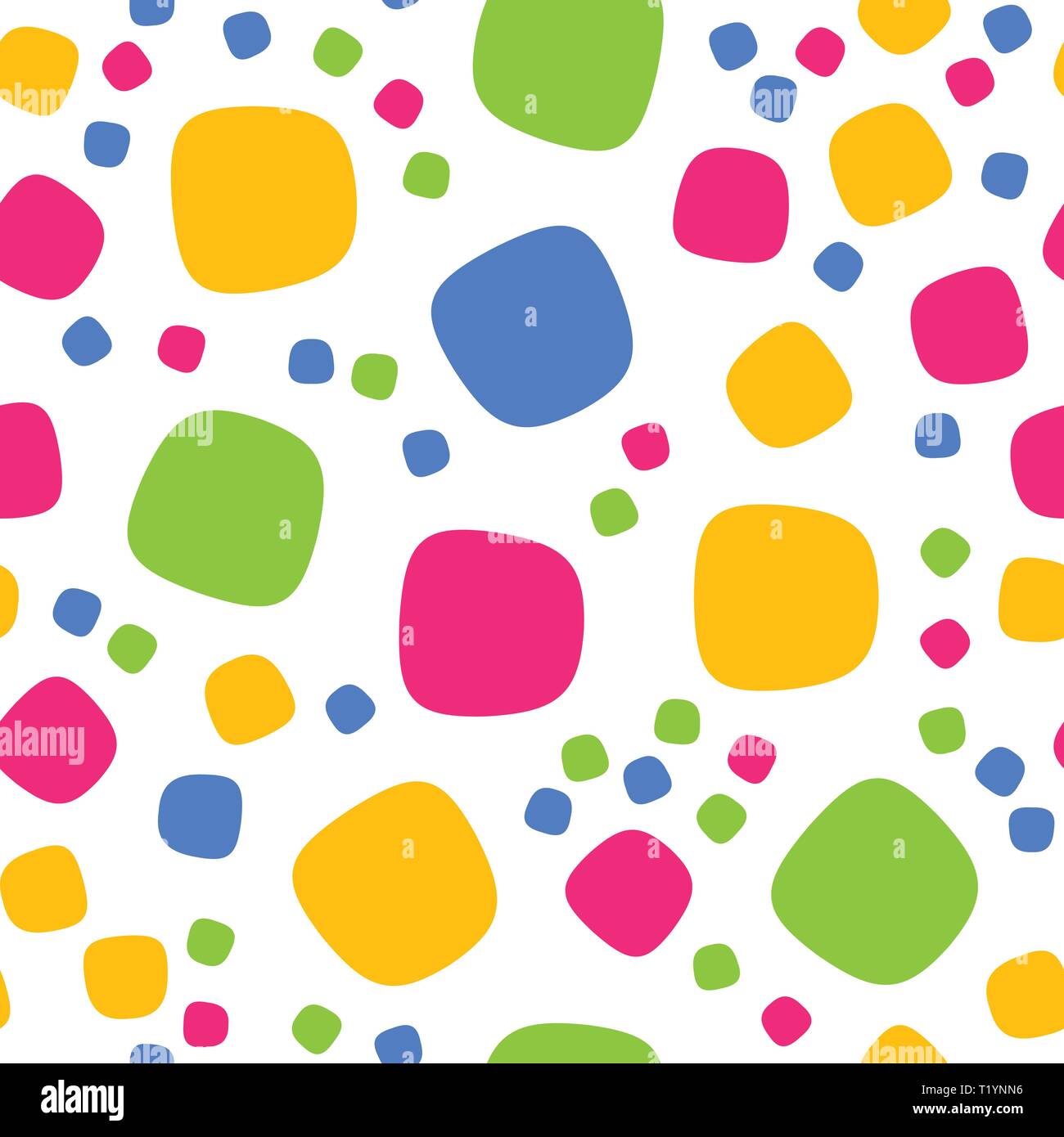 Seamless pattern with colorful squares and dots. Vector repeating texture. Stock Vector