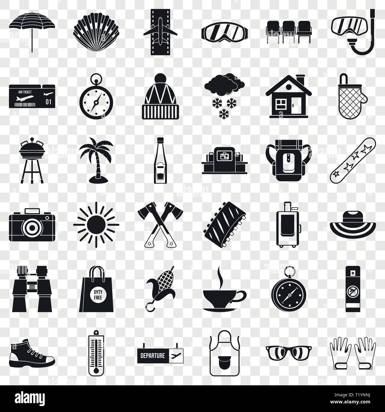 Holiday icons set, simple style Stock Vector
