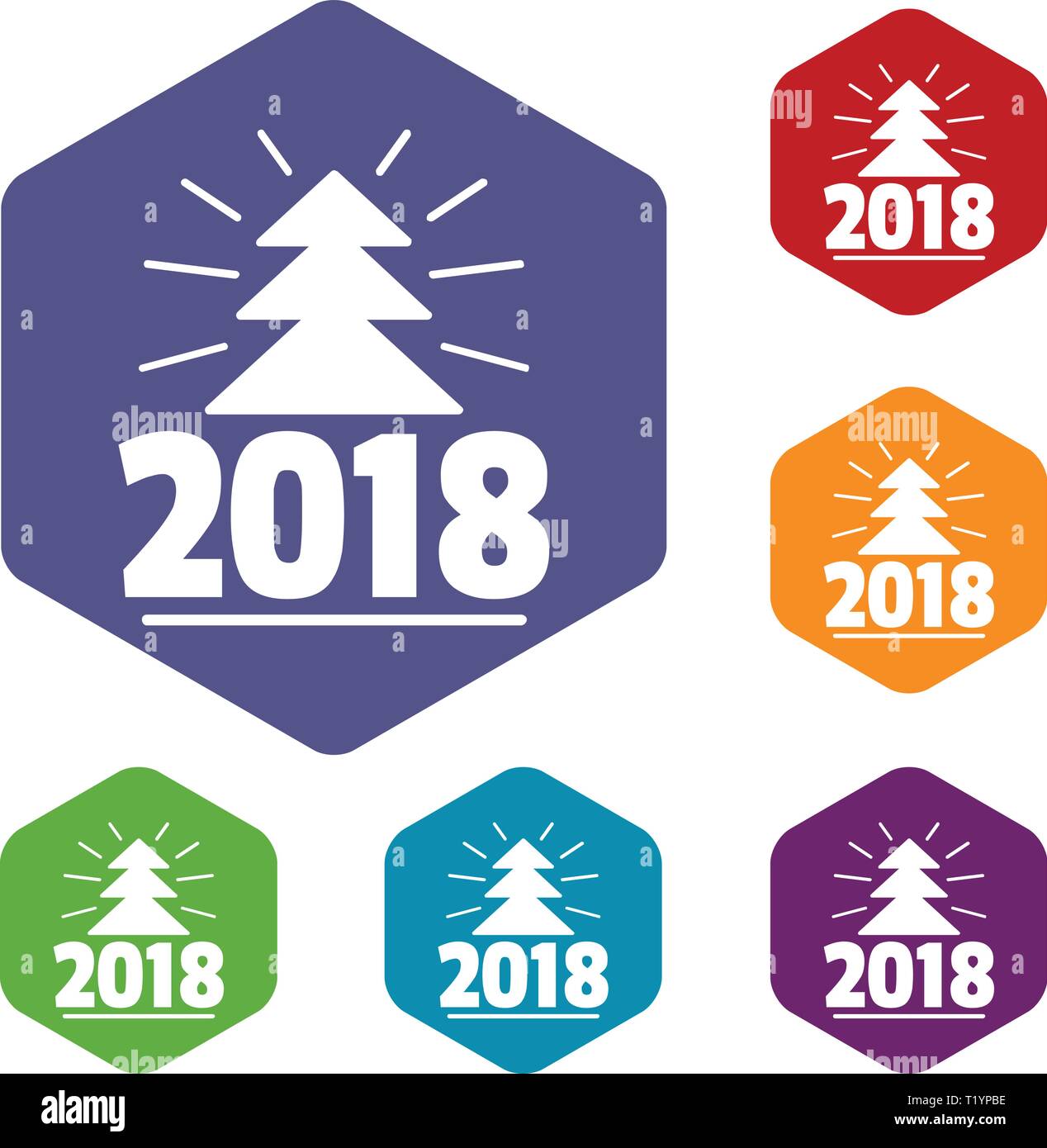 Minimal christmas tree icons vector hexahedron Stock Vector