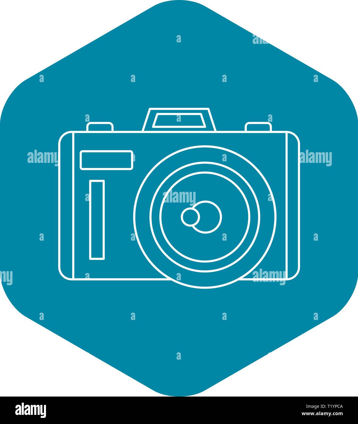 Photocamera icon, outline style Stock Vector