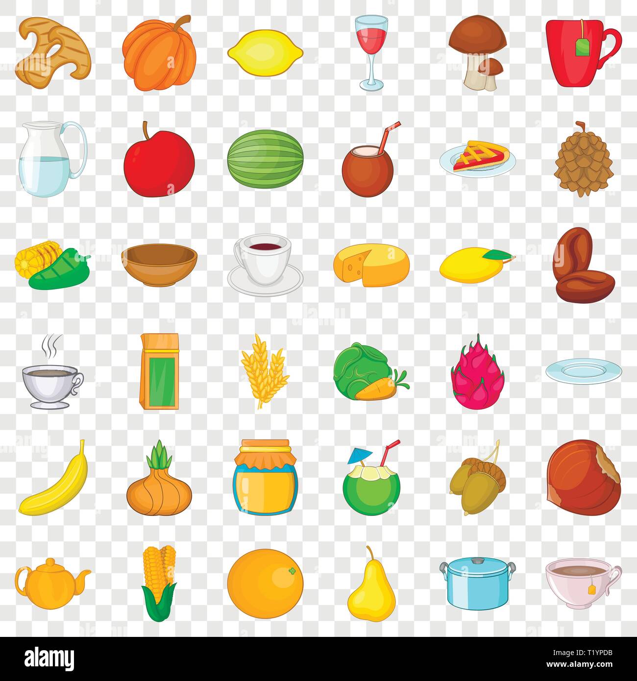 Vegetarian cook icons set, cartoon style Stock Vector Image & Art - Alamy
