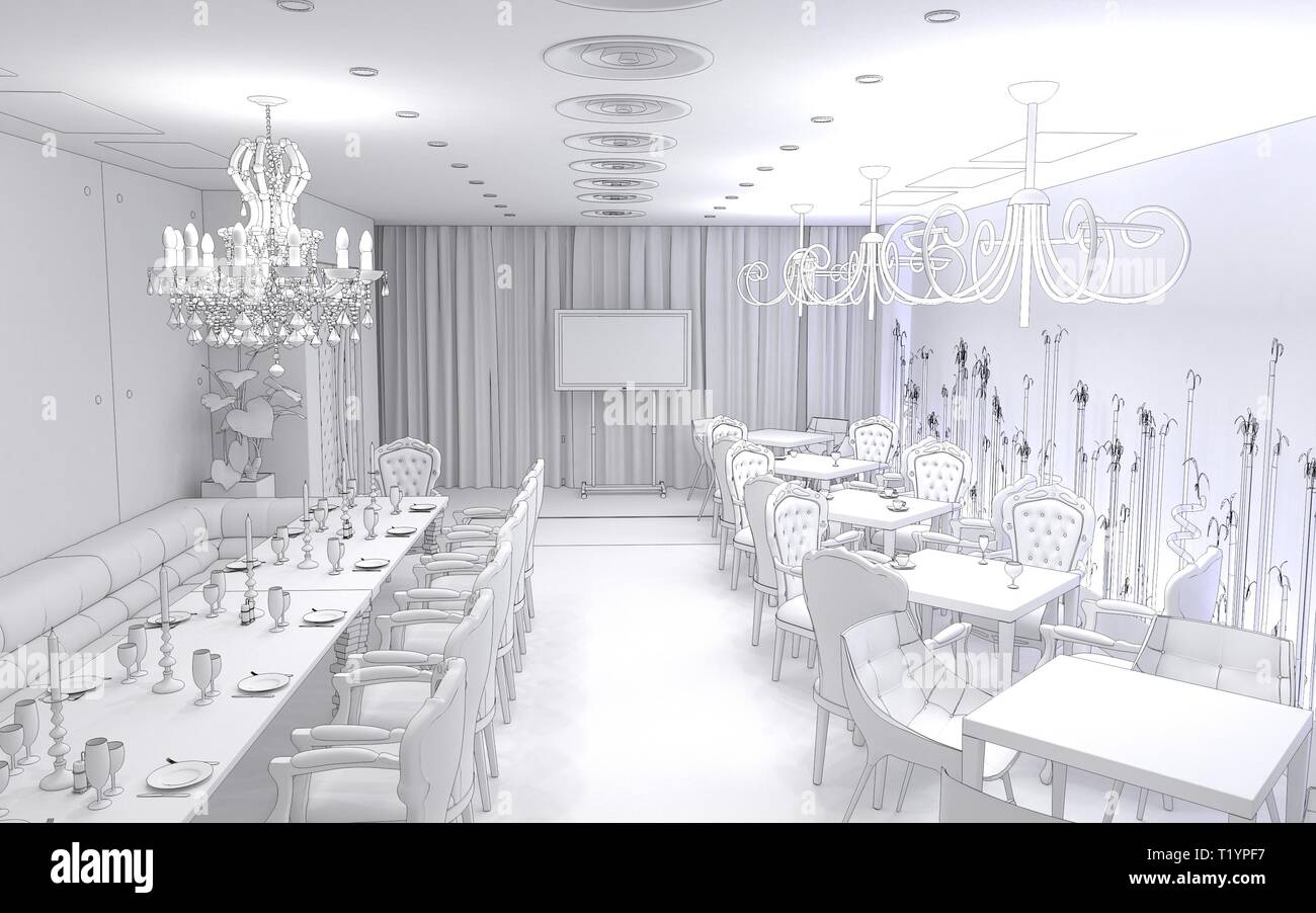 restaurant, interior visualization, 3D illustration Stock Photo - Alamy
