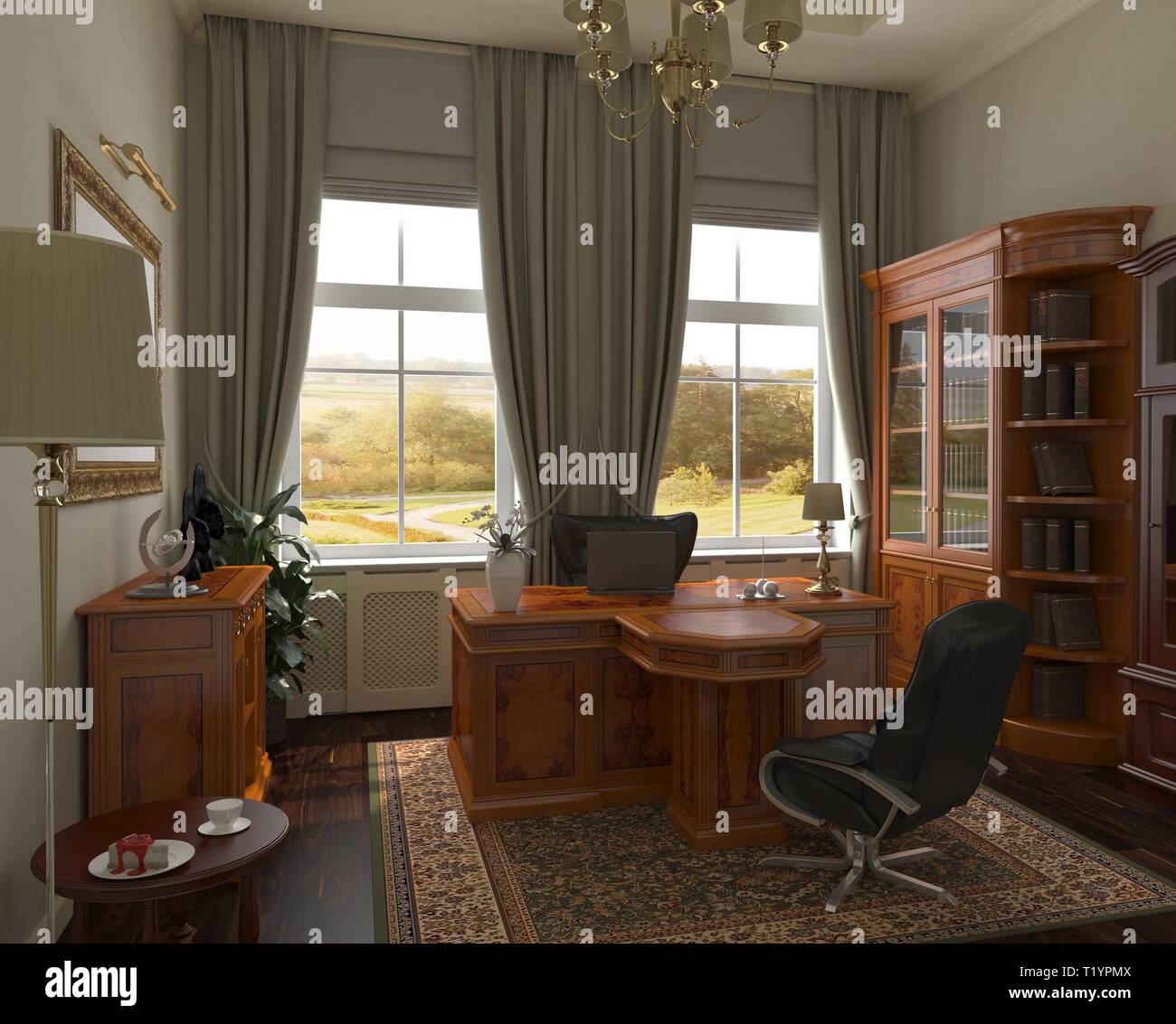 director's office, head office, interior visualization, 3D illustration ...