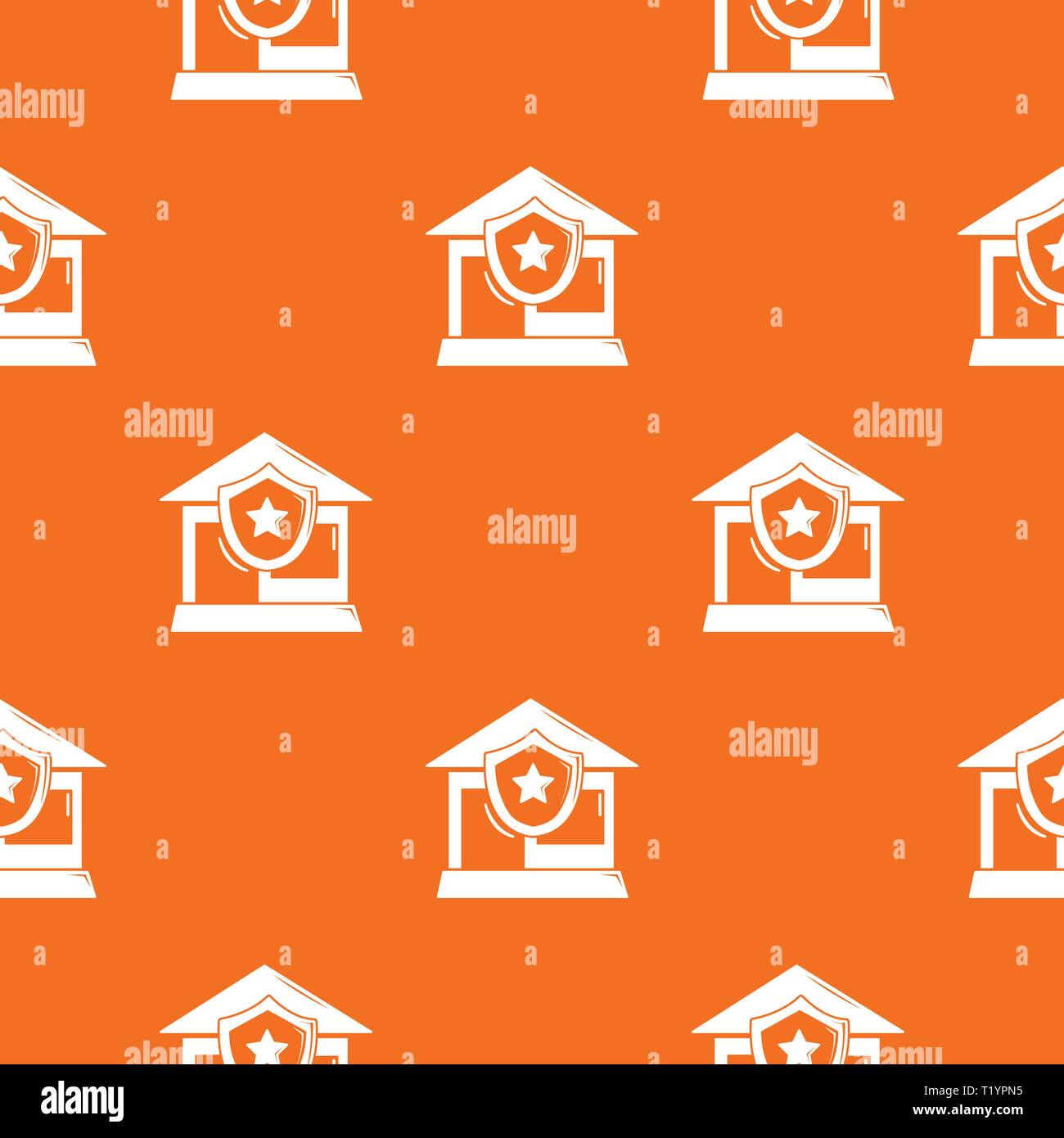 House protection pattern vector orange Stock Vector