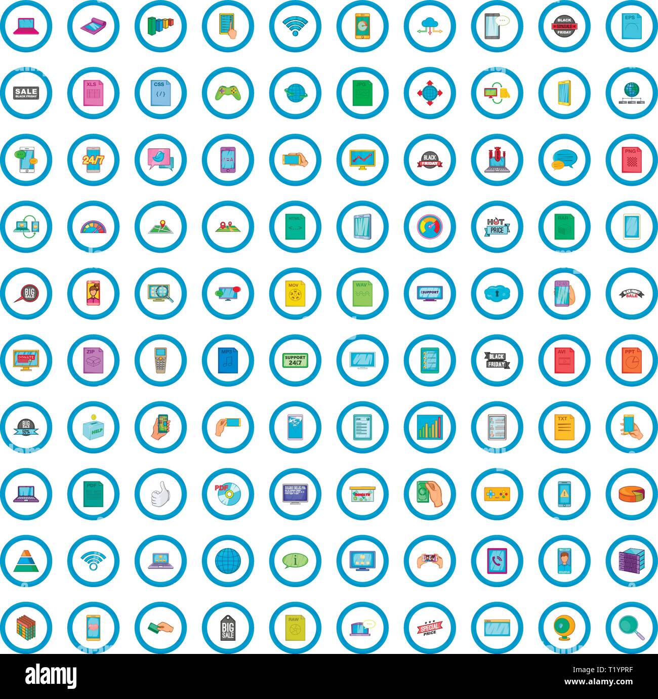 100 network icons set, cartoon style Stock Vector Image & Art - Alamy