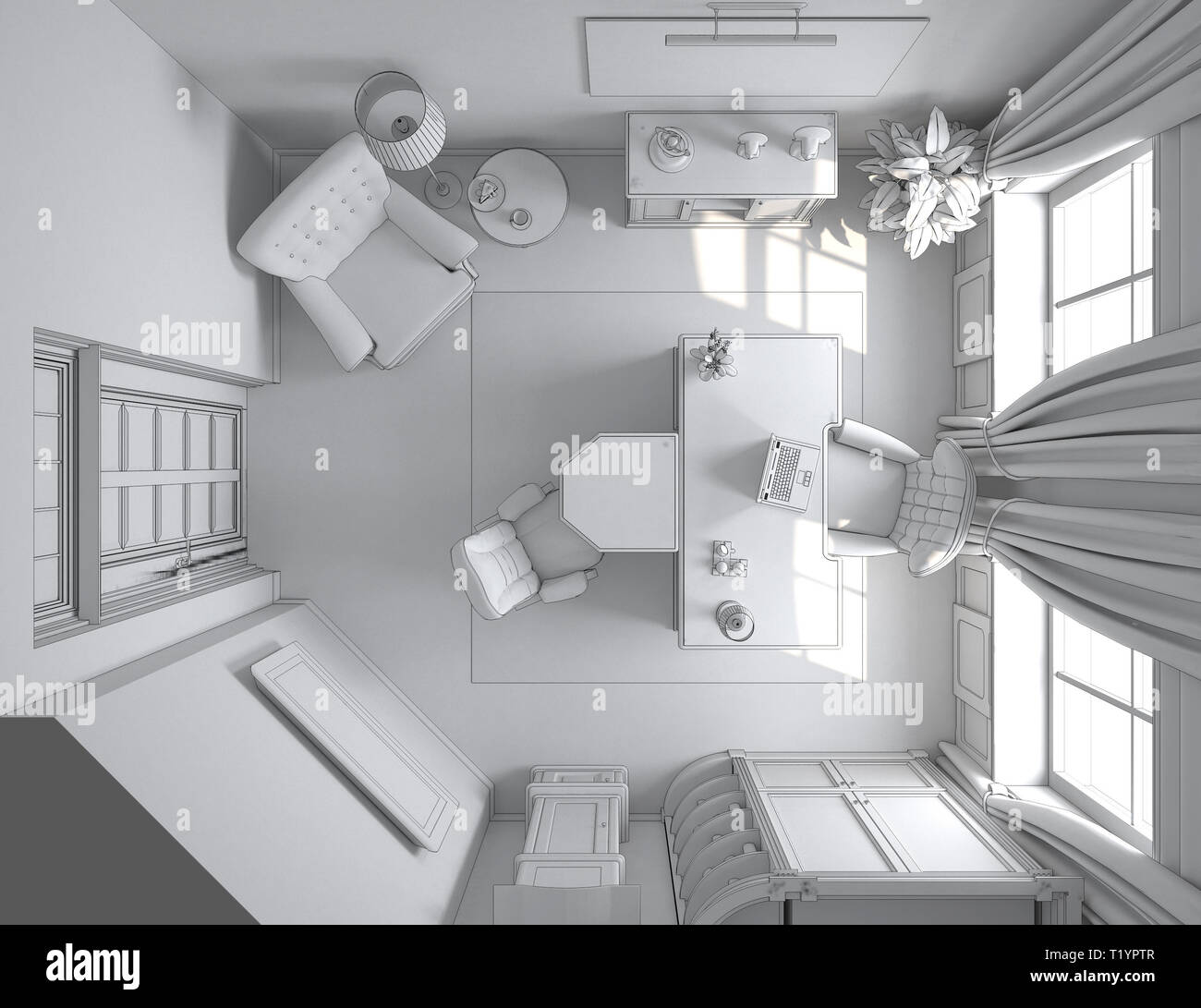 director's office, head office, interior visualization, 3D illustration ...