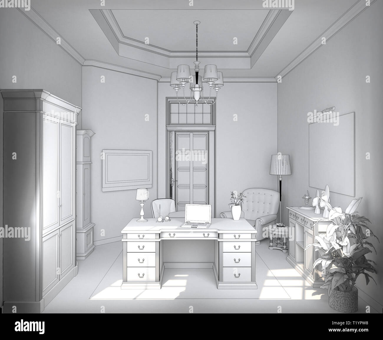 director's office, head office, interior visualization, 3D illustration ...