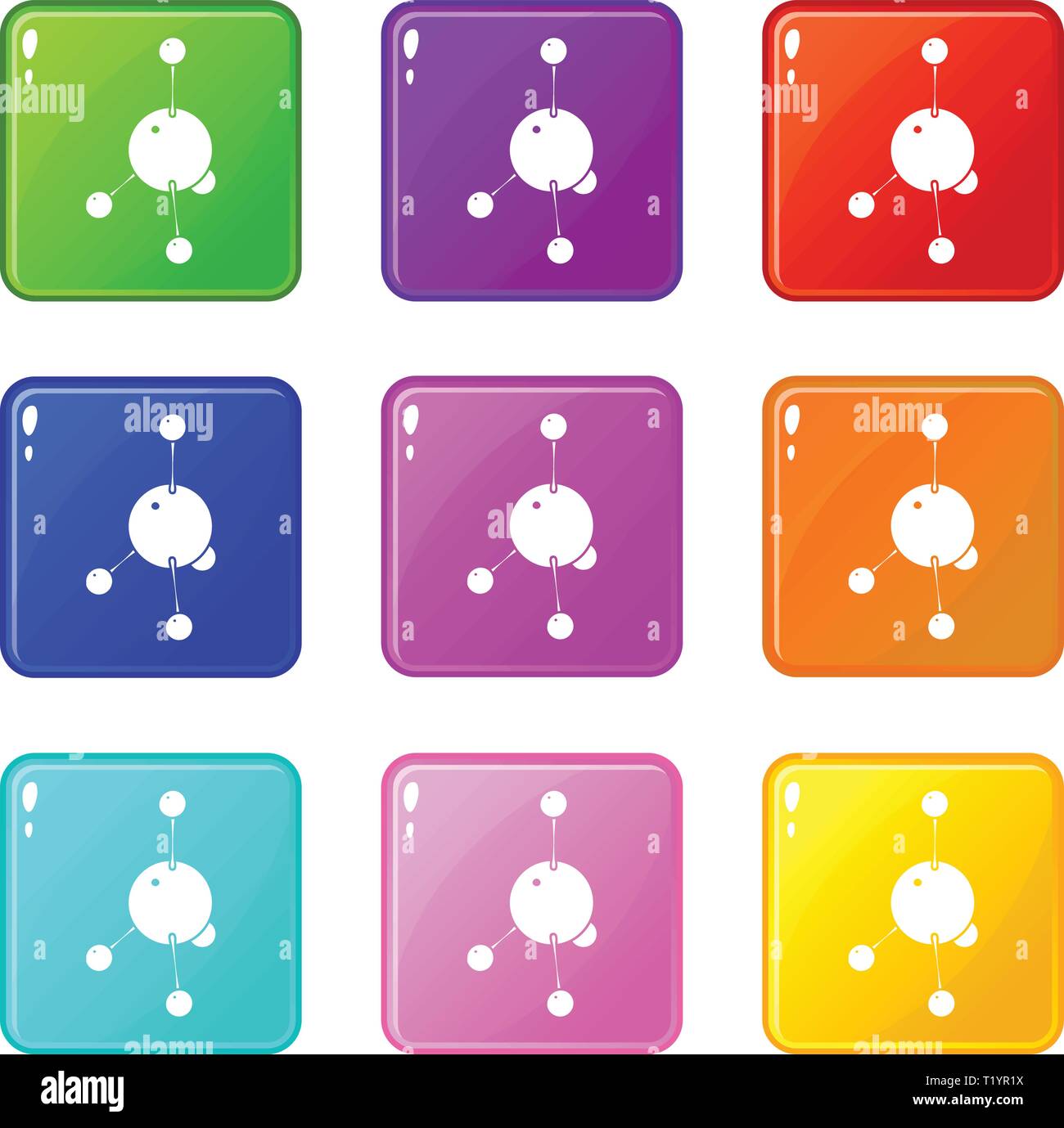 Acetone icons set 9 color collection Stock Vector