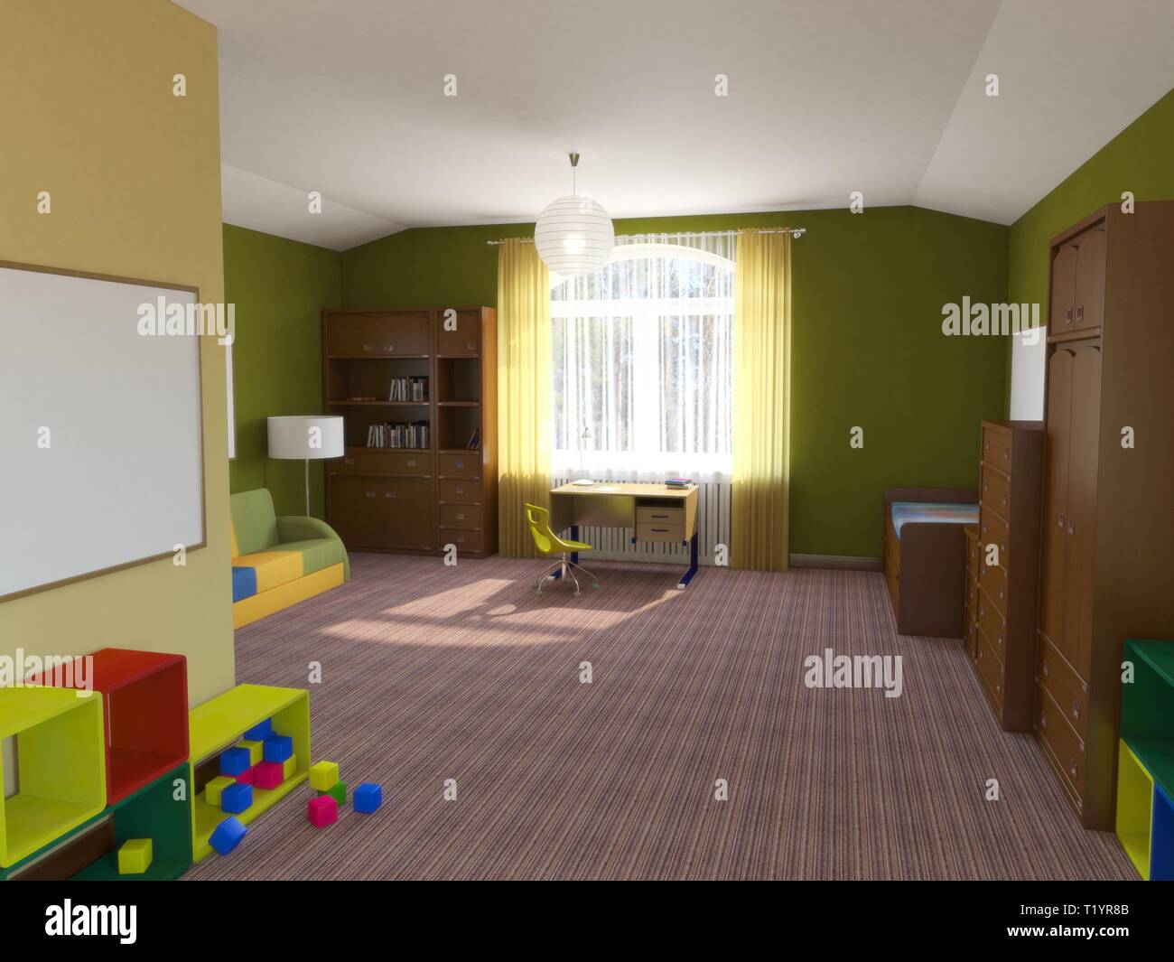 children's room, child's room, interior visualization, 3D illustration ...