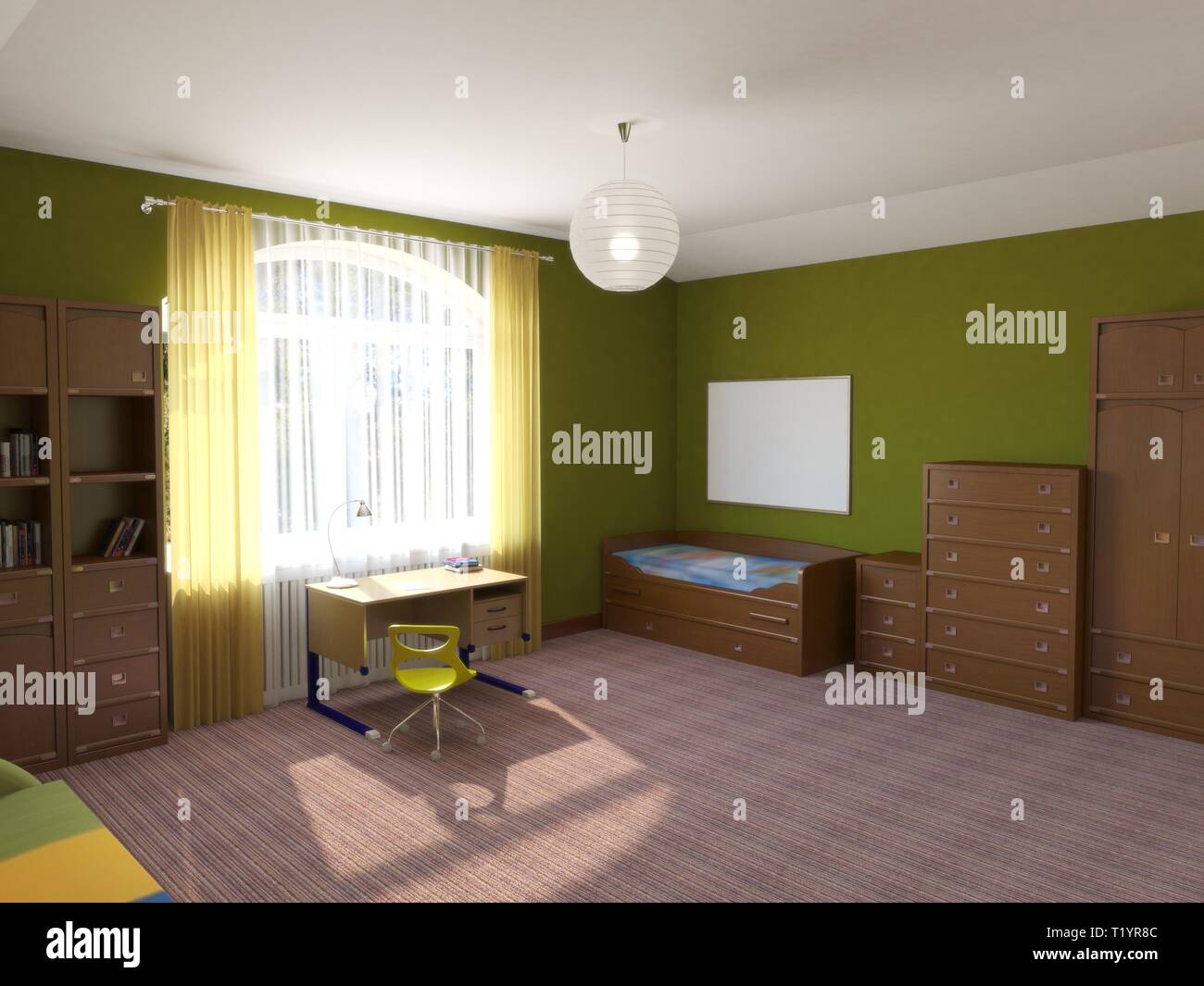 children's room, child's room, interior visualization, 3D illustration ...