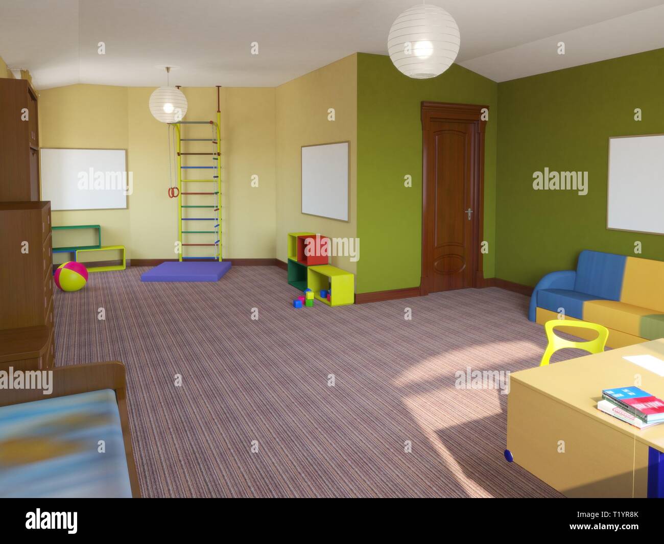 children's room, child's room, interior visualization, 3D illustration ...
