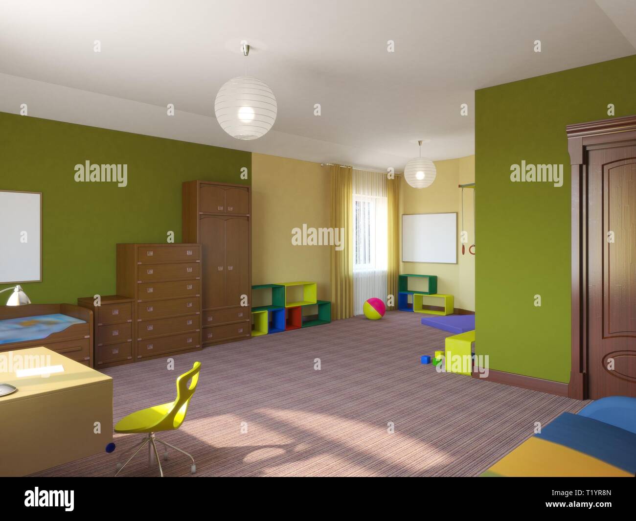 children's room, child's room, interior visualization, 3D illustration ...