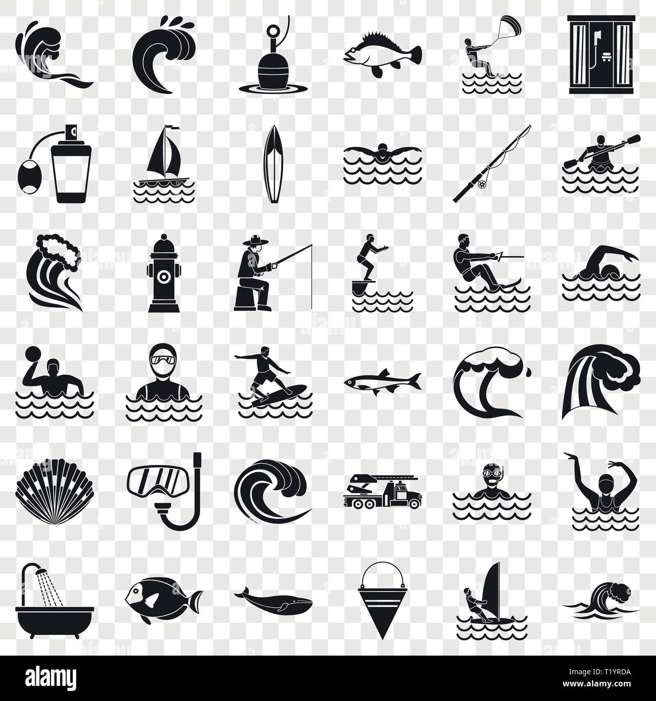 Water wave icons set, simple style Stock Vector Image & Art - Alamy