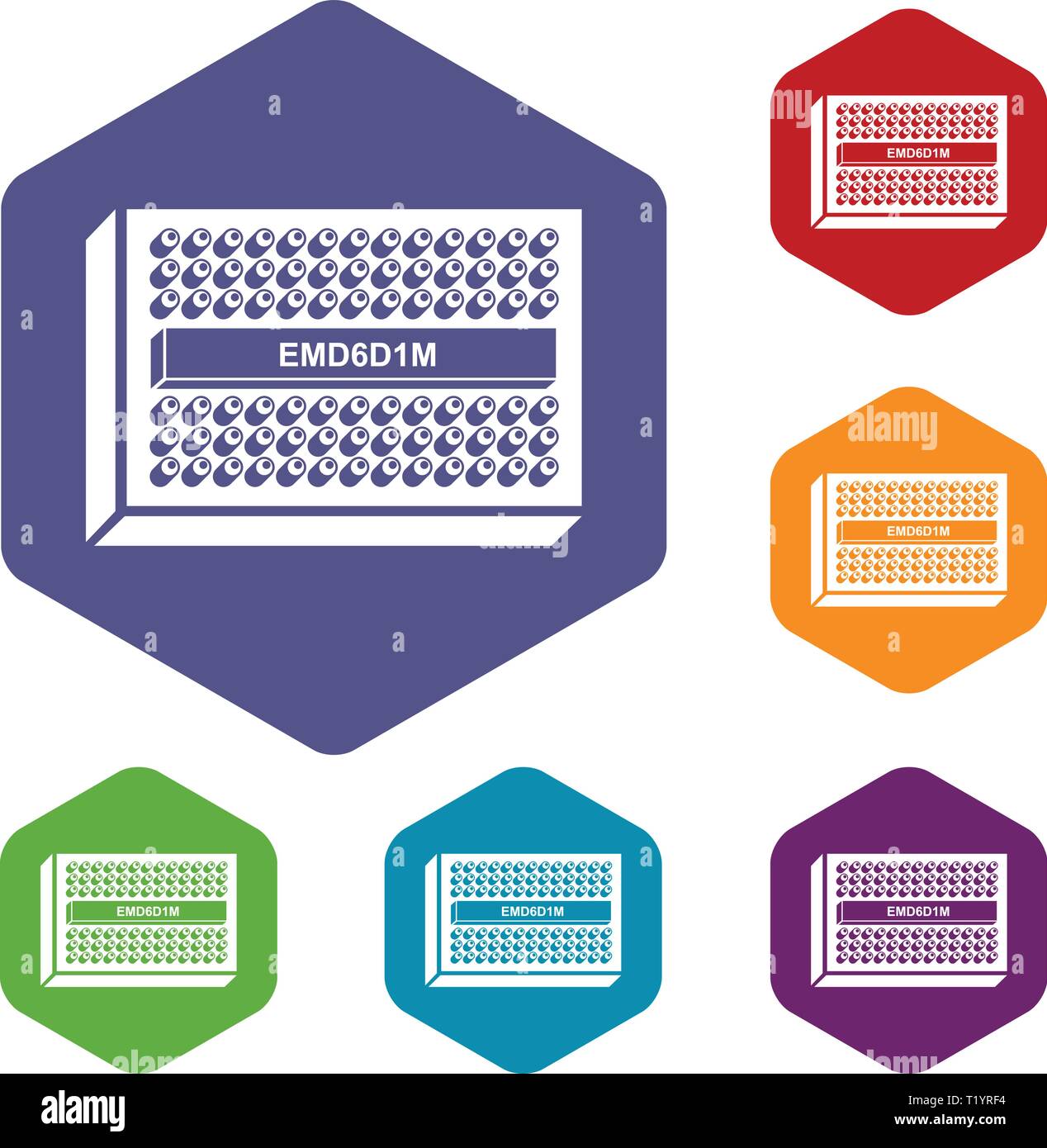Microchip icons vector hexahedron Stock Vector
