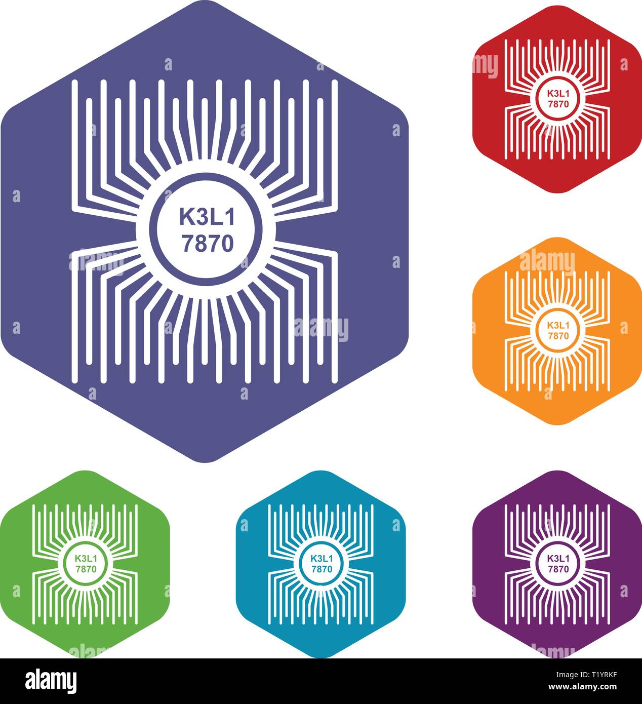 Microprocessor icons vector hexahedron Stock Vector