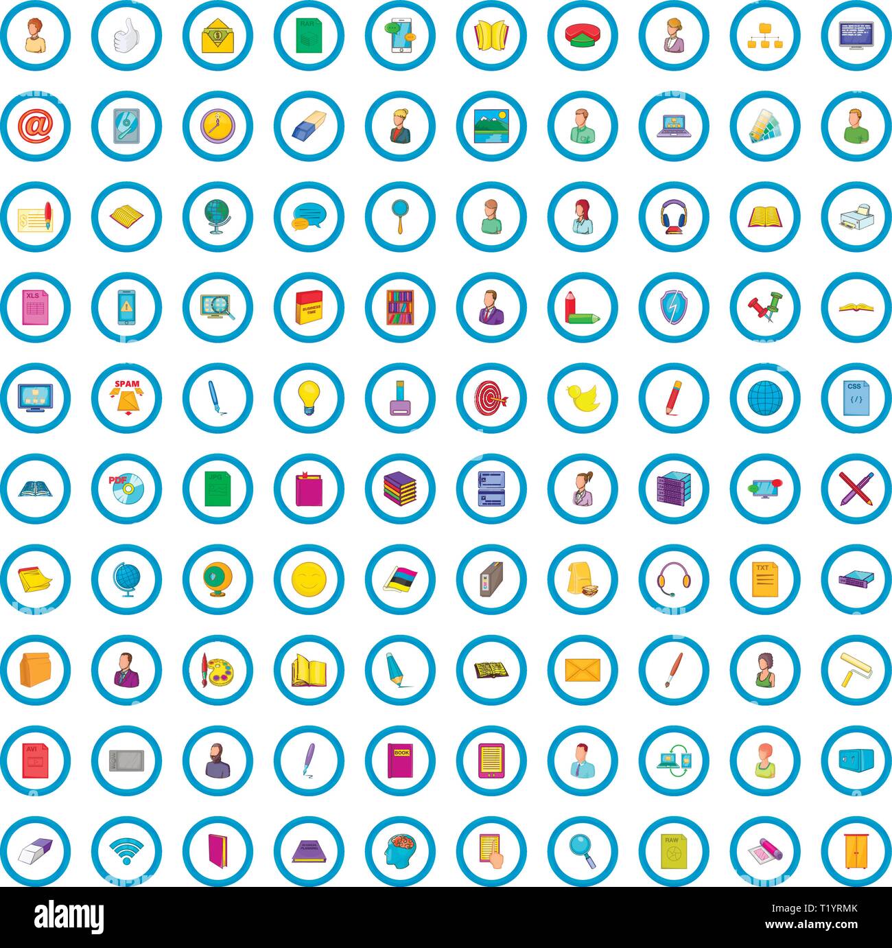 100 office icons set, cartoon style Stock Vector Image & Art - Alamy