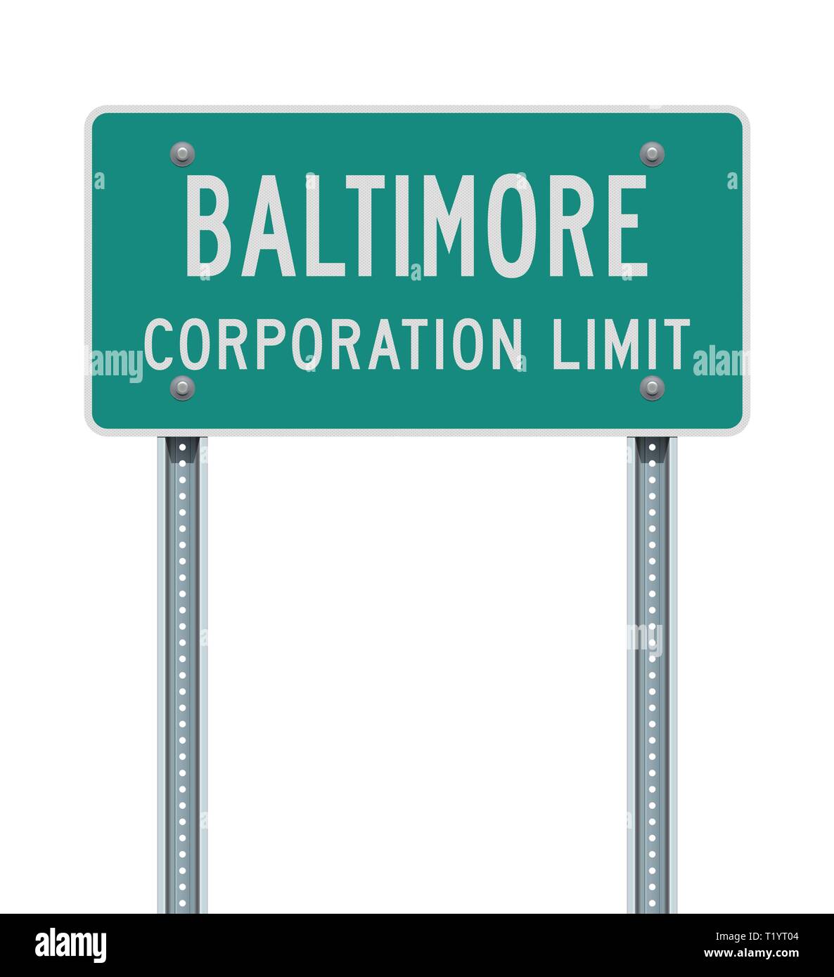 Vector illustration of the Baltimore Corporation Limit green road sign Stock Vector