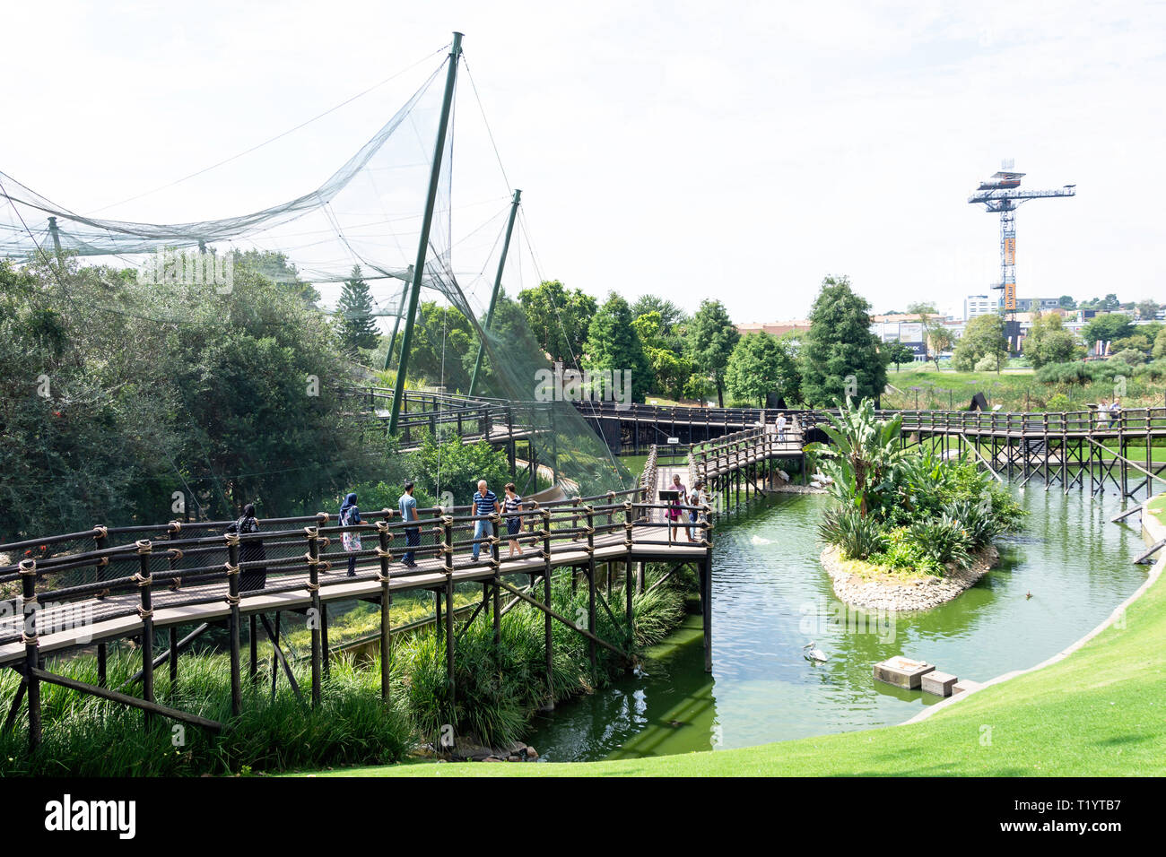 Walkaway to Aviary, Montecasino Bird Gardens, Fourways, Sandton, Johannesburg, Gauteng, Republic of South Africa Stock Photo