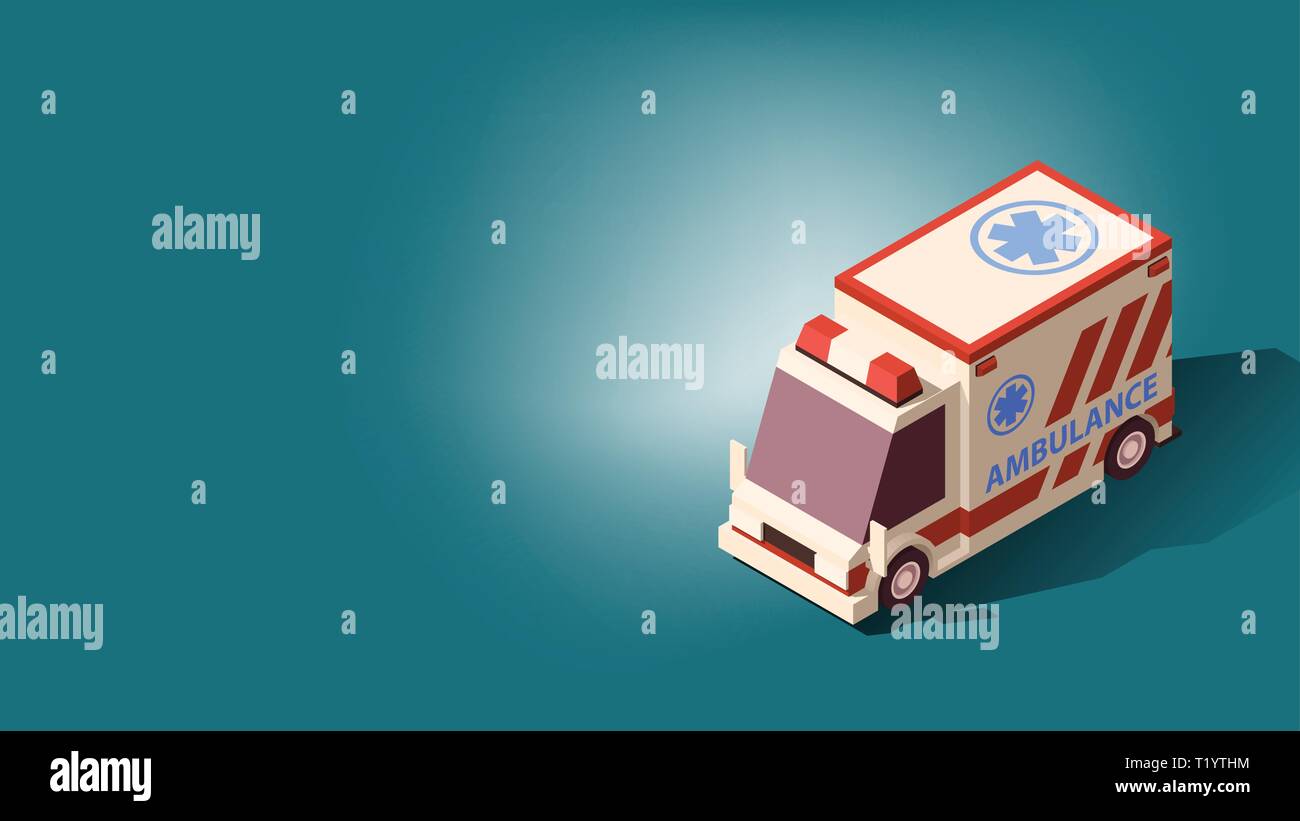 Ambulance Car or Emergency Medical Service. Isometric Vector ...
