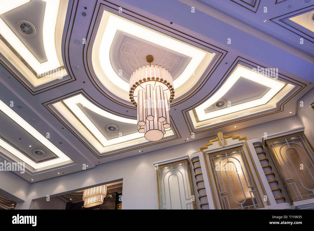 Art Deco ceiling inside Suncoast Casino and Entertainment World, Suncoast Boulevard, Durban, KwaZulu-Natal, South Africa Stock Photo