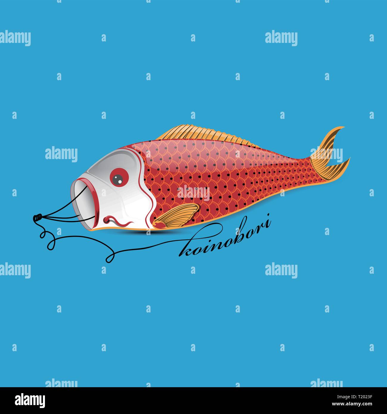 Illustration of carp streamer,Koinobori Stock Vector