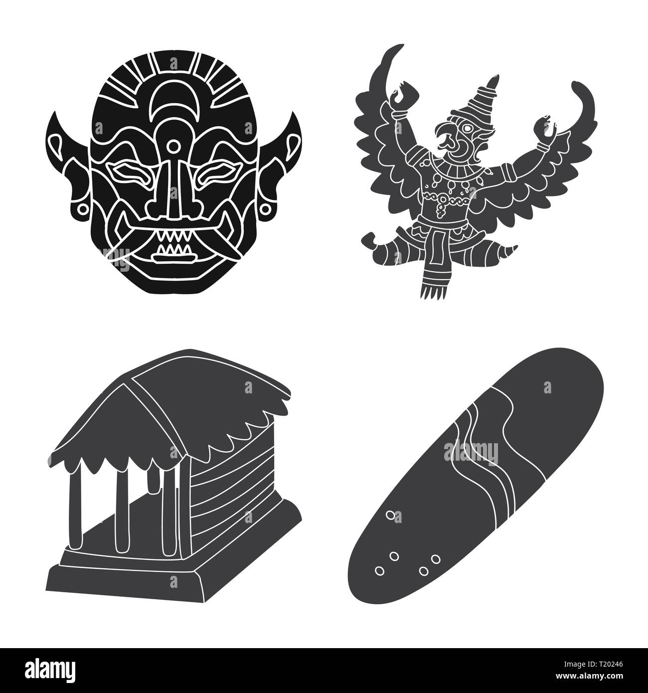 mask,garuda,hut,surfboard,indonesian,bird,house,surf,culture,wayang
