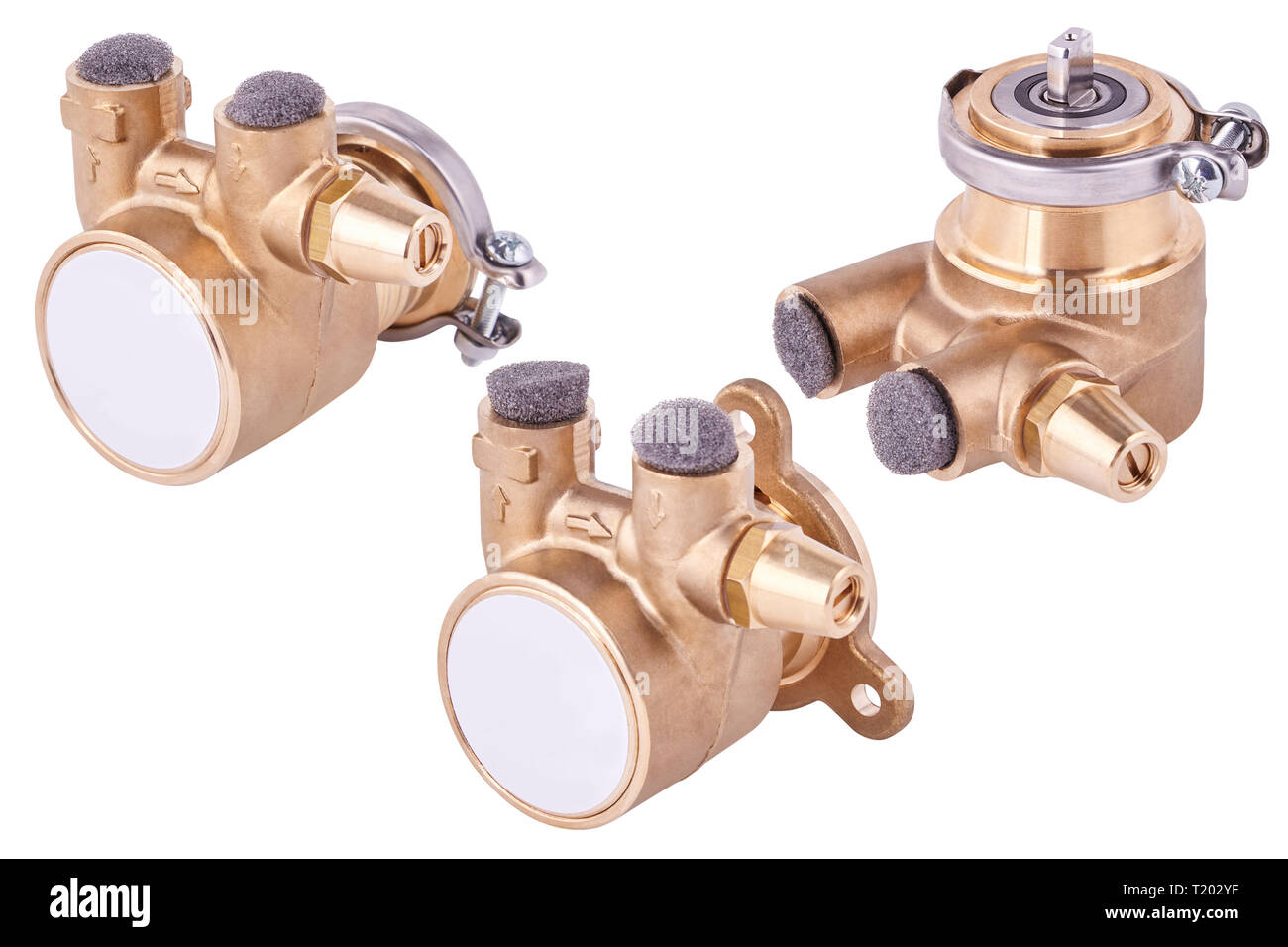 Pump isolated. Set of water pumps for coffee machines. Isolated Stock