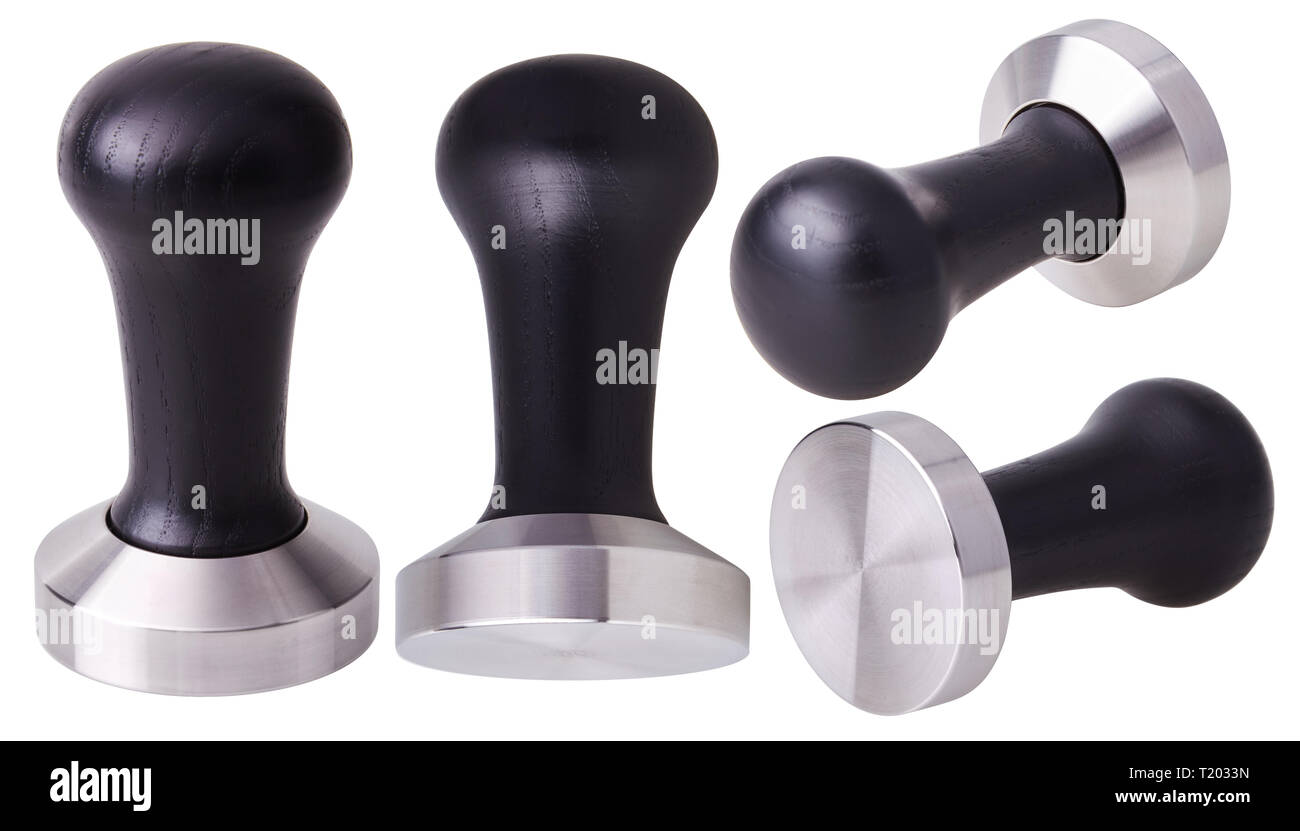 Barista Kit. Coffee Tamper with Wooden Handle. Isolated on white
