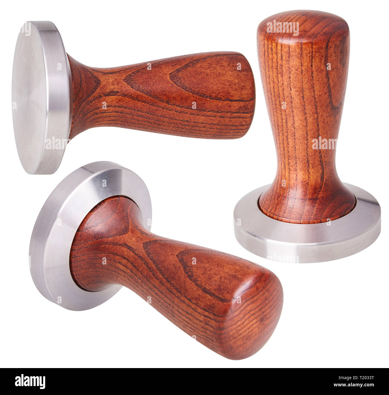Barista Kit. Coffee Tamper with Wooden Handle. Isolated on white