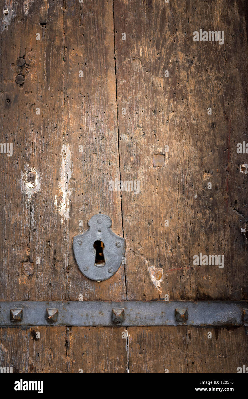 Closed Old vintage wood Door with door lock Stock Photo - Alamy