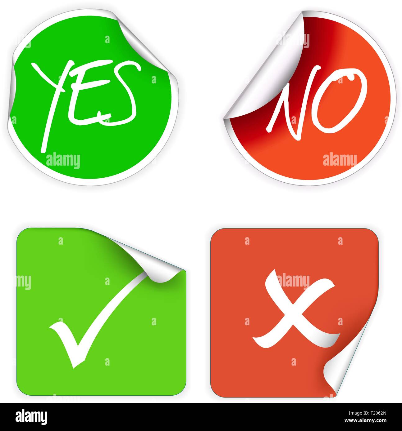 Set of fresh labels - yes, no, accept, cancel (vivid colors) - see my portfolio for more labels Stock Vector