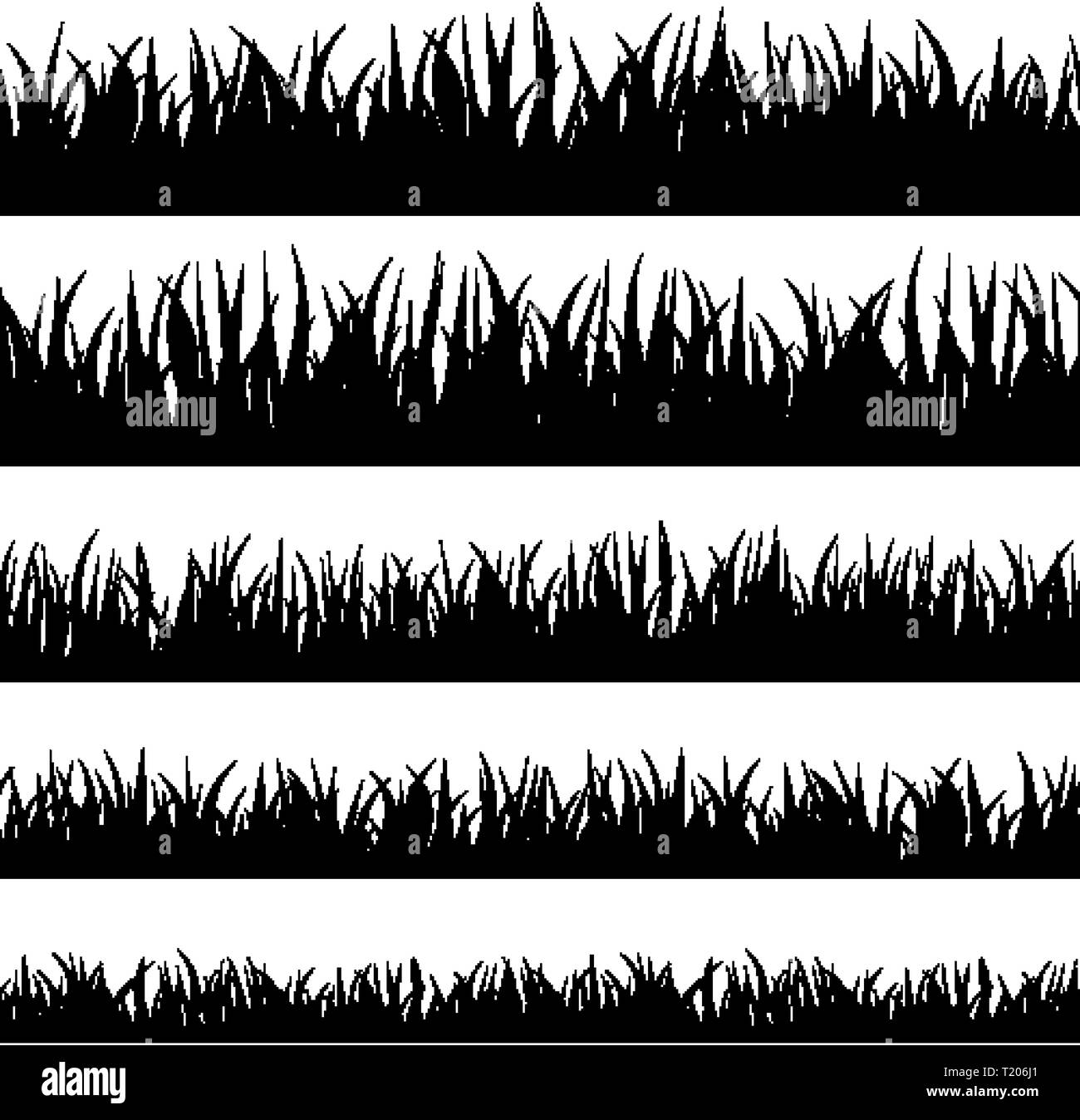 Grass stencil. Isolated greenery silhouettes. Grassland banners for
