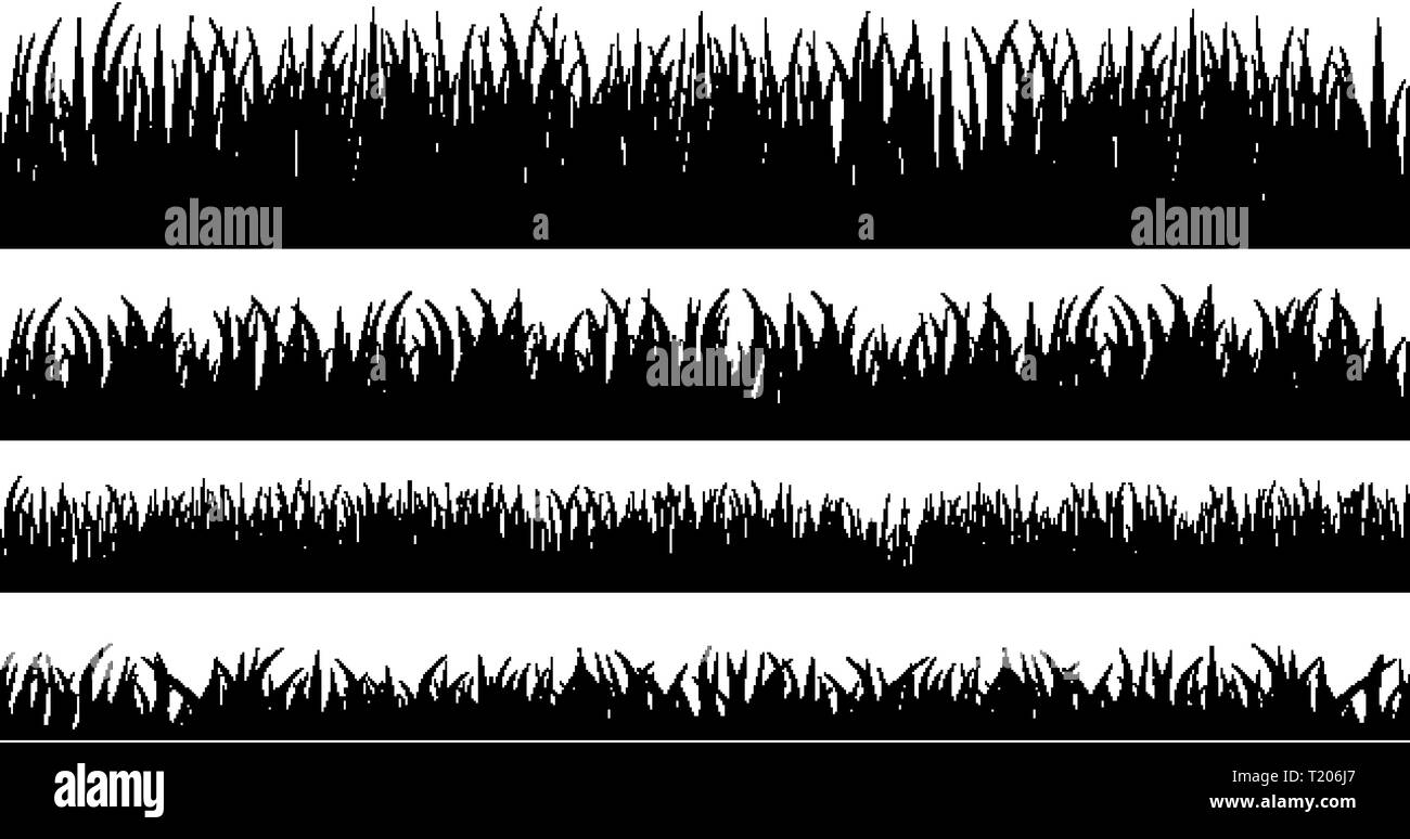 Grass stencil. Isolated greenery silhouettes. Grassland banners for