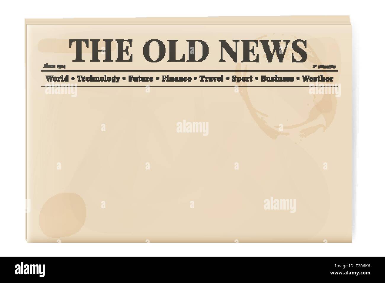 Blank template of a retro newspaper. Folded cover page of a news Intended For Blank Old Newspaper Template