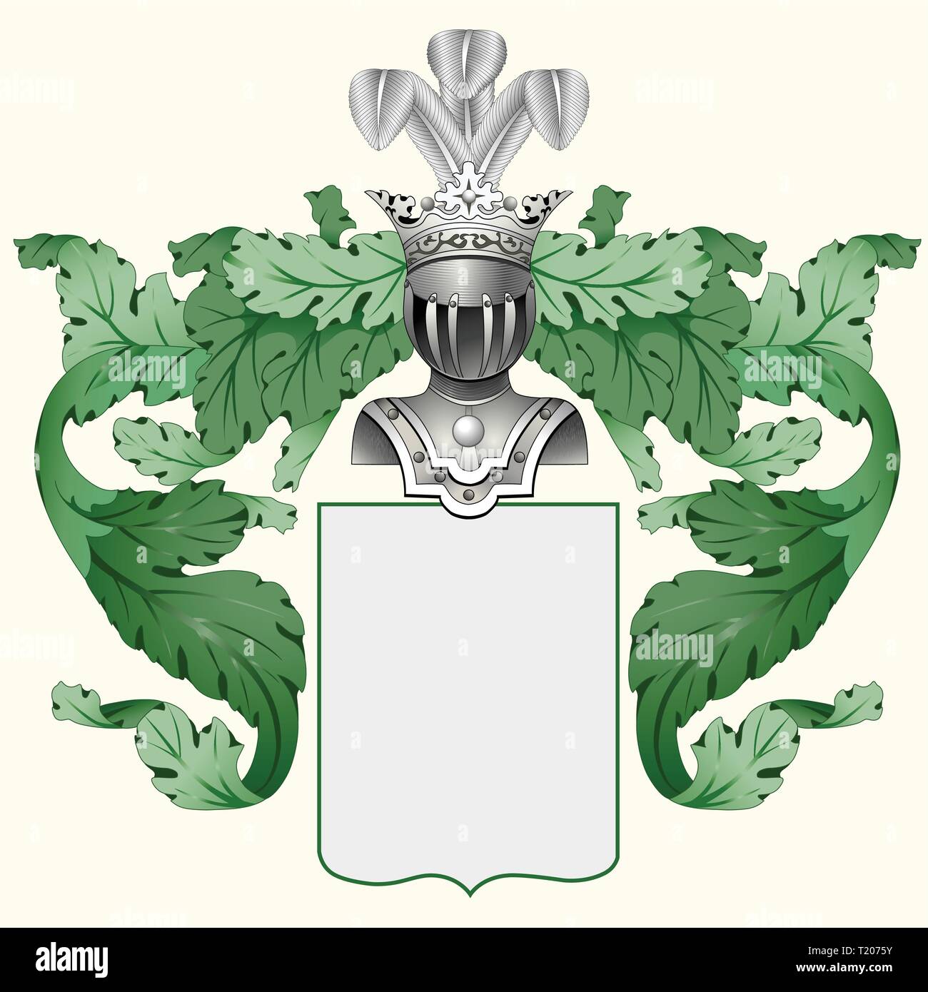 Illustration of a heraldic crest or family coat of arms Stock Vector