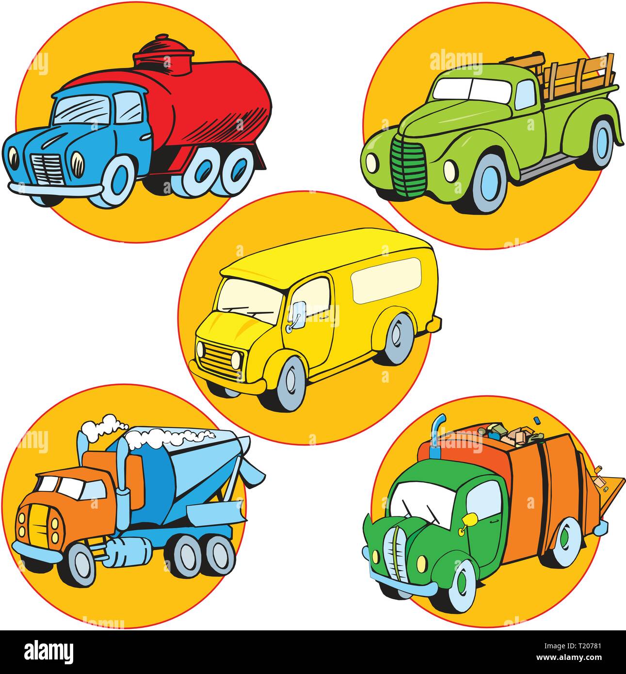 A picture of some utility vehicles. Illustration done in cartoon style on separate layers Stock Vector
