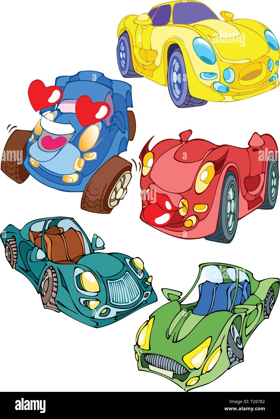 Cartoon transport. Colored cars toys. Illustration done on separate layers. Stock Vector