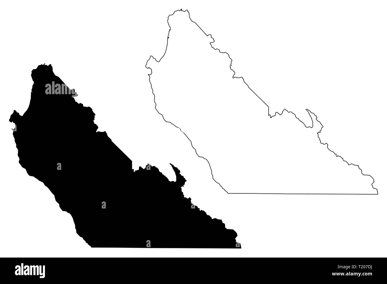 Monterey County, California (Counties in California, United States of America,USA, U.S., US) map vector illustration, scribble sketch Monterey map Stock Vector