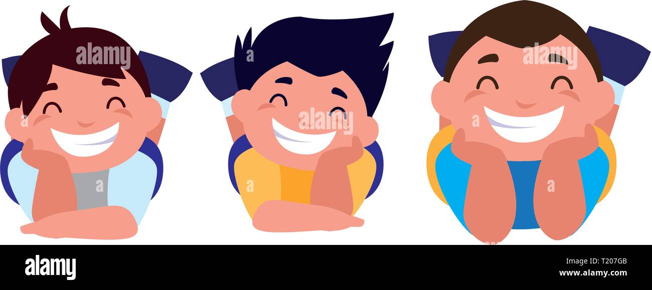 happy little boys characters vector illustration design Stock Vector ...