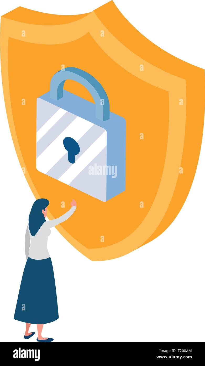security shield and padlock vector illustration design Stock Vector ...