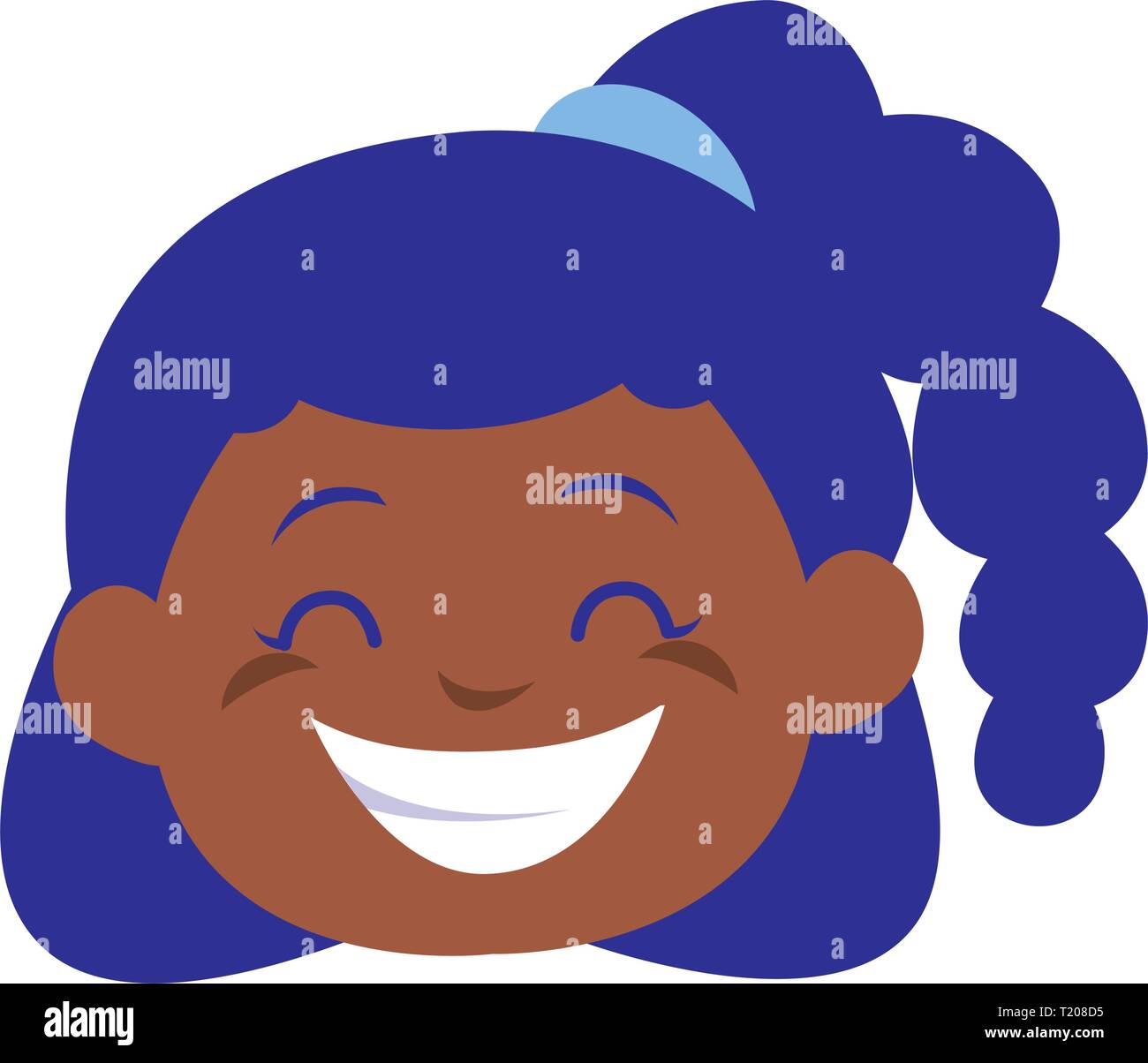 happy little black girl head character vector illustration design Stock ...