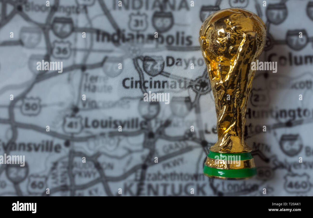 March 4, 2019,  Cincinnati , USA.  Cincinnati  is one of the host cities of FIFA World Cup 2026 which will be held in the USA, Canada and Mexico. Stock Photo