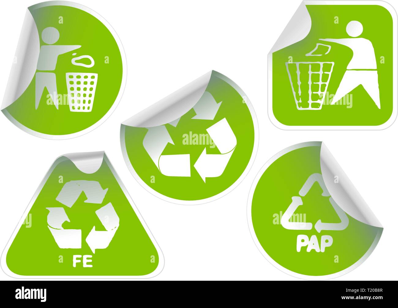 Set of green labels badges and stickers with recycle icons Stock Vector ...