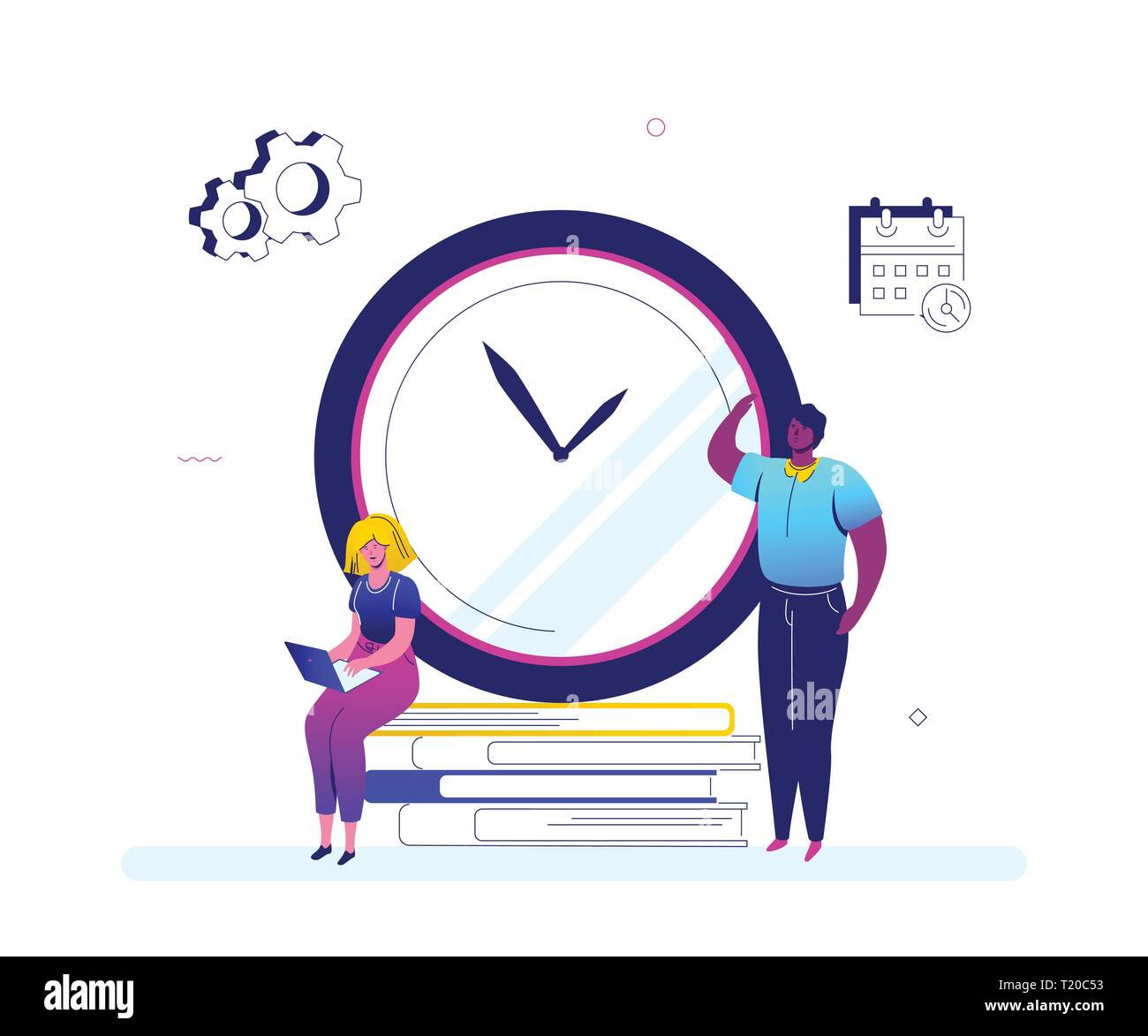 Time management - flat design style colorful illustration on white ...