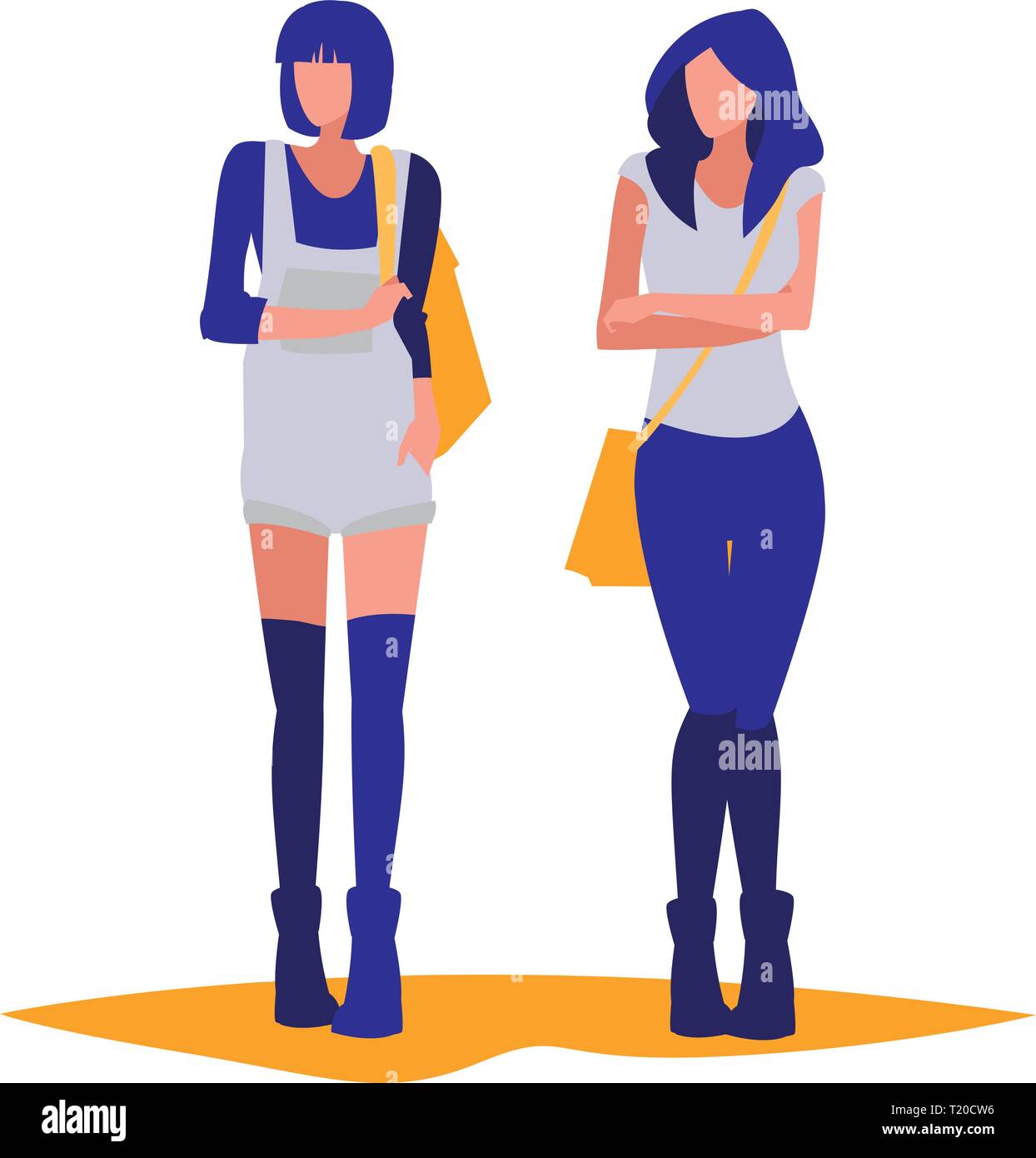 Student Model Making Vector young girls students modeling vector illustration design Stock Vector ...