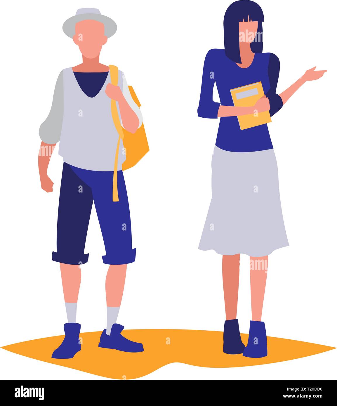 young couple students modeling vector illustration design Stock Vector
